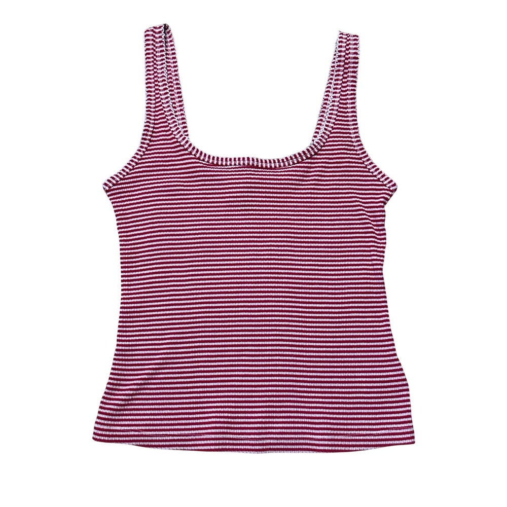 Universal Thread Textured‎ Rib Tank Top RED STRIPED Medium